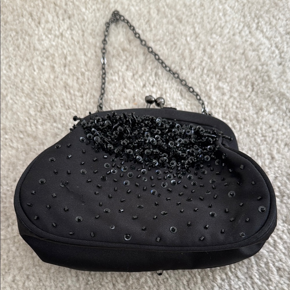 Elegant Black Beaded Evening Bag